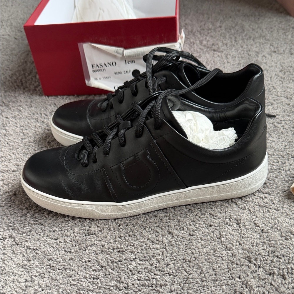 Salvatore Ferragamo Black and White Men's Sneakers